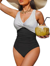 V Neck Control Slimming One Piece Swimsuit