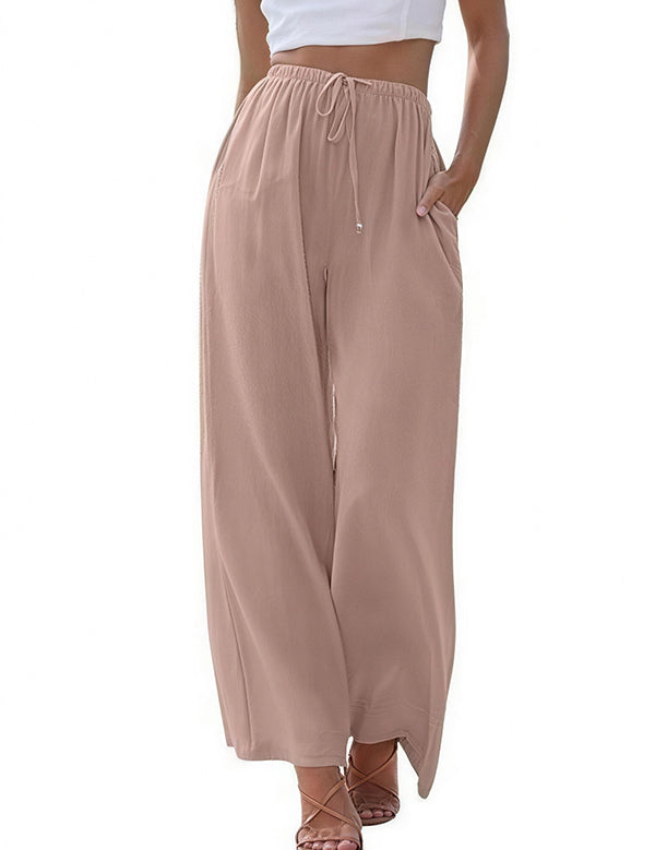 Women's Linen Palazzo Pants with Pockets