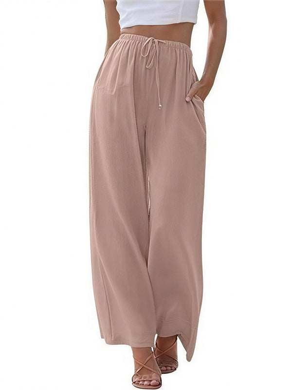 Women's Linen Palazzo Pants with Pockets