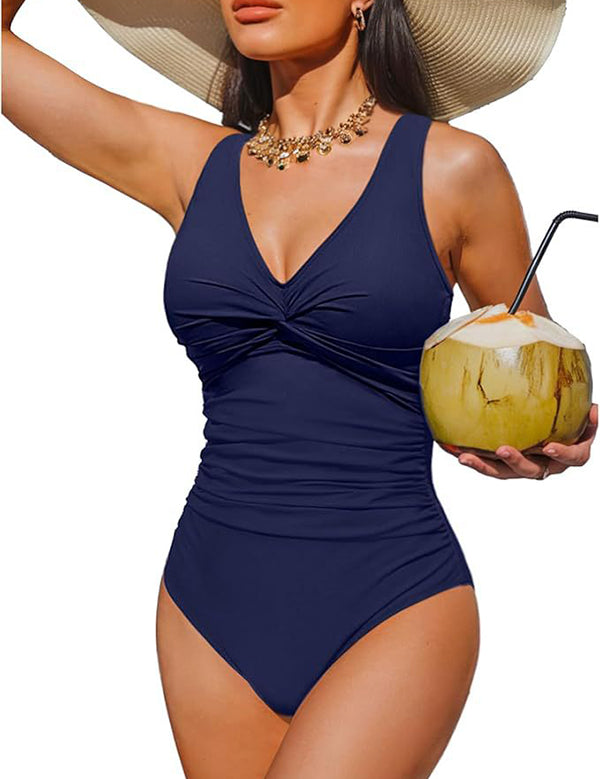 V Neck Control Slimming One Piece Swimsuit