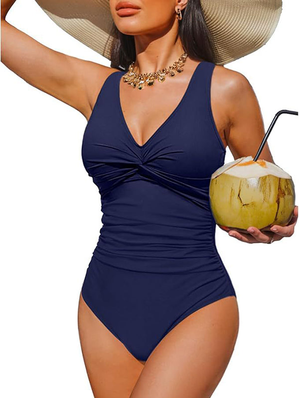 V Neck Control Slimming One Piece Swimsuit