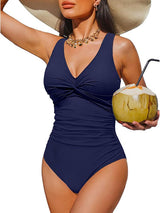 V Neck Control Slimming One Piece Swimsuit