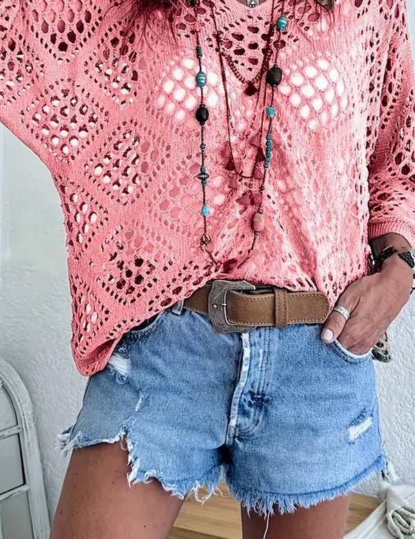 Women's Crochet Top with V-Neck