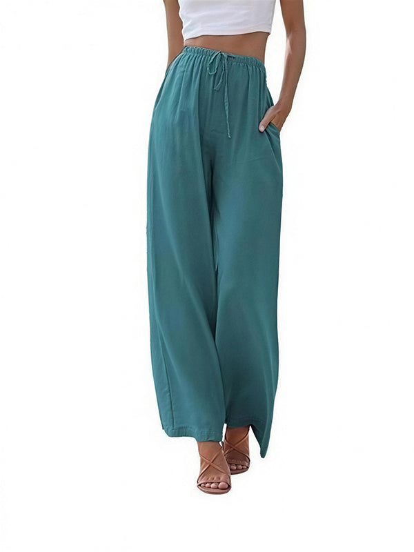 Women's Linen Palazzo Pants with Pockets
