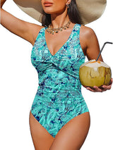 V Neck Control Slimming One Piece Swimsuit