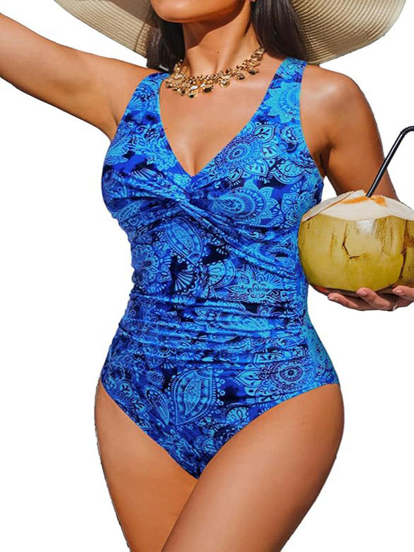V Neck Control Slimming One Piece Swimsuit