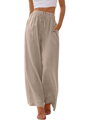Women's Linen Palazzo Pants with Pockets