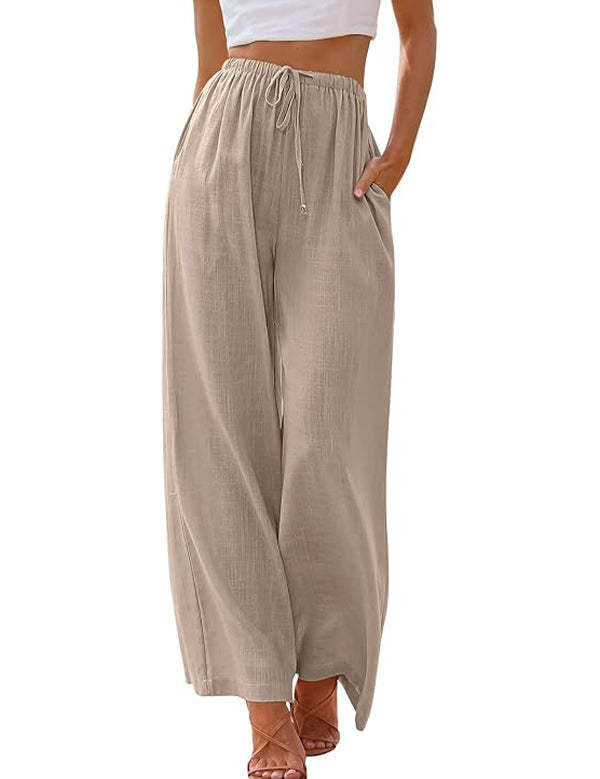 Women's Linen Palazzo Pants with Pockets