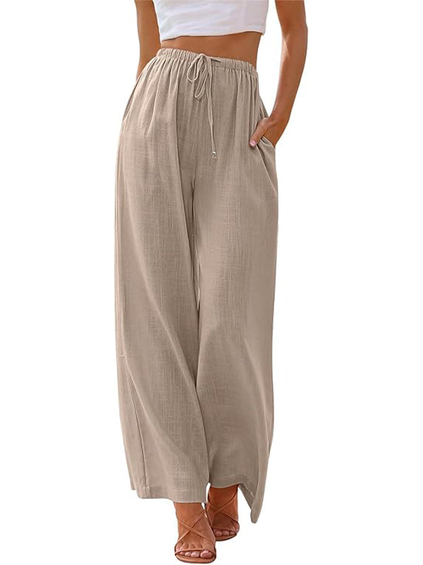 Women's Linen Palazzo Pants with Pockets