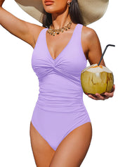 V Neck Control Slimming One Piece Swimsuit