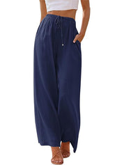 Women's Linen Palazzo Pants with Pockets