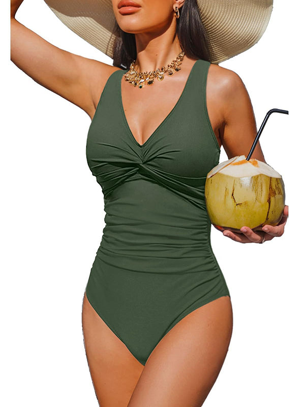 V Neck Control Slimming One Piece Swimsuit