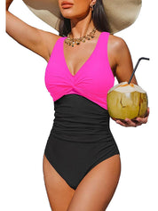 V Neck Control Slimming One Piece Swimsuit