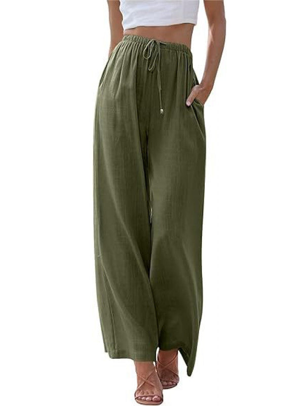 Women's Linen Palazzo Pants with Pockets