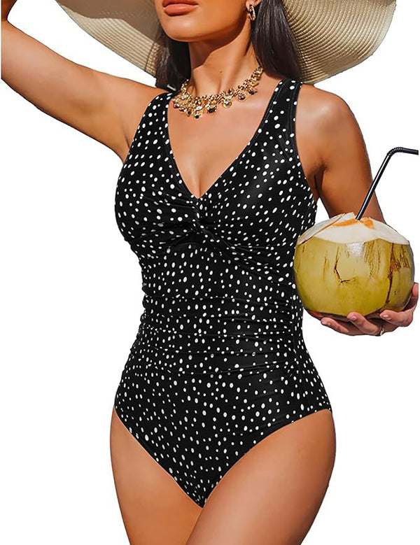 V Neck Control Slimming One Piece Swimsuit
