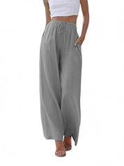 Women's Linen Palazzo Pants with Pockets