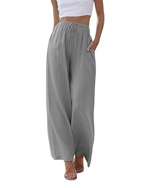 Women's Linen Palazzo Pants with Pockets