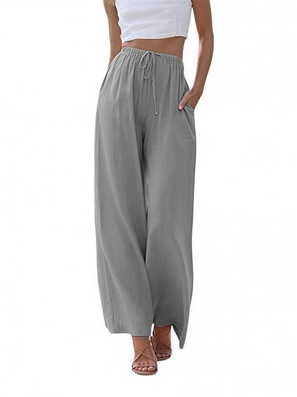 Women's Linen Palazzo Pants with Pockets