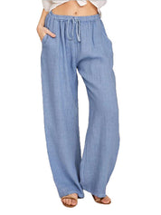 Women's Linen Palazzo Pants with Pockets