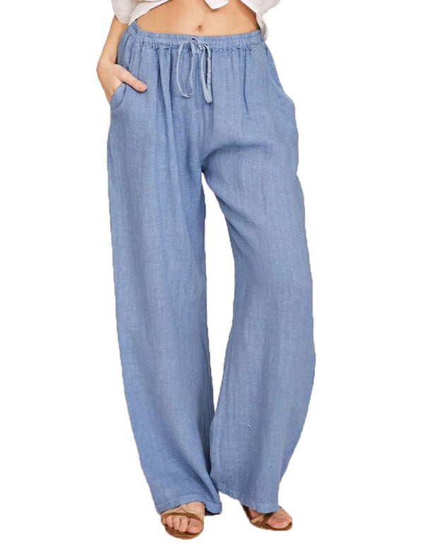 Women's Linen Palazzo Pants with Pockets