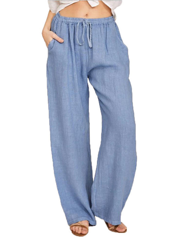 Women's Linen Palazzo Pants with Pockets