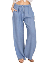 Women's Linen Palazzo Pants with Pockets