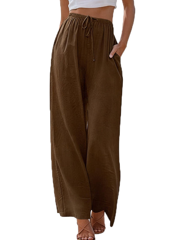 Women's Linen Palazzo Pants with Pockets