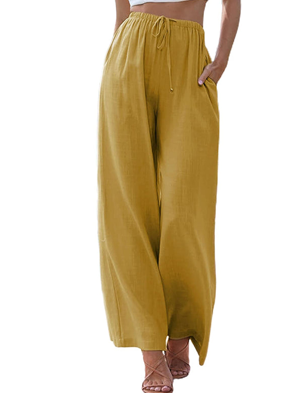 Women's Linen Palazzo Pants with Pockets