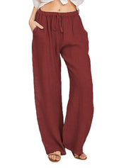 Women's Linen Palazzo Pants with Pockets