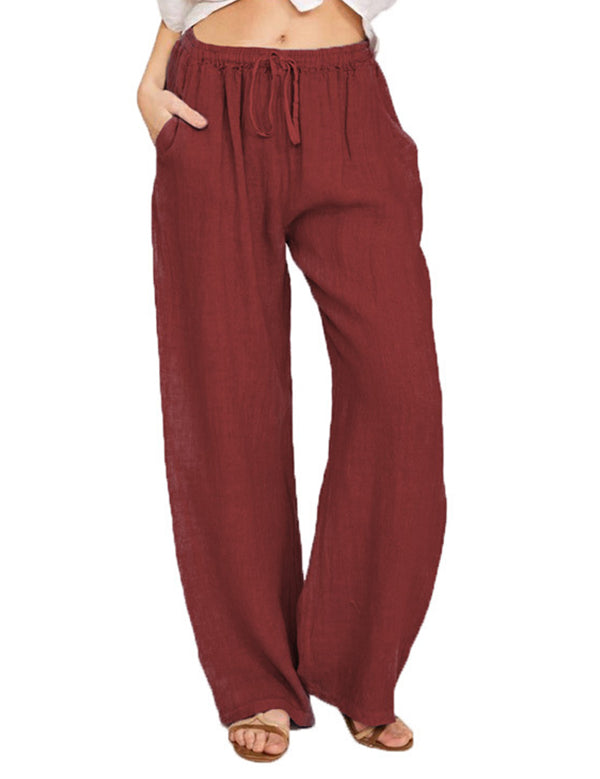Women's Linen Palazzo Pants with Pockets