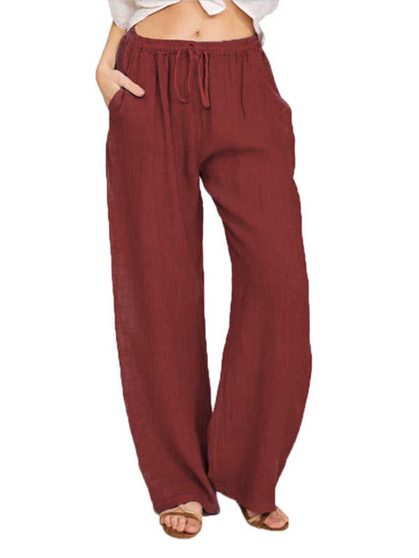 Women's Linen Palazzo Pants with Pockets