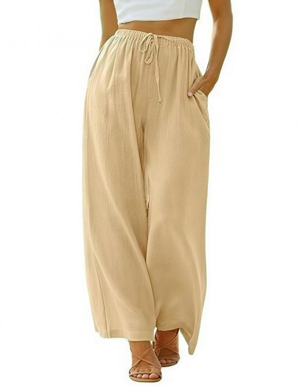 Women's Linen Palazzo Pants with Pockets