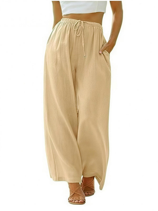Women's Linen Palazzo Pants with Pockets
