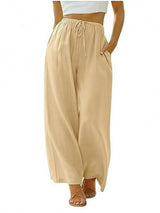 Women's Linen Palazzo Pants with Pockets
