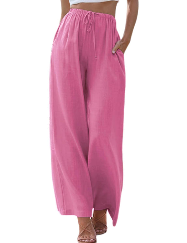 Women's Linen Palazzo Pants with Pockets