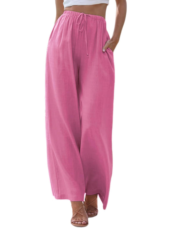 Women's Linen Palazzo Pants with Pockets