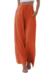 Women's Linen Palazzo Pants with Pockets
