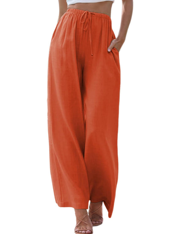 Women's Linen Palazzo Pants with Pockets