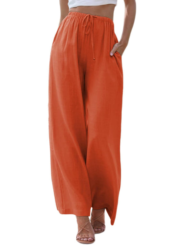 Women's Linen Palazzo Pants with Pockets
