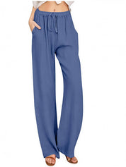 Women's Linen Palazzo Pants with Pockets