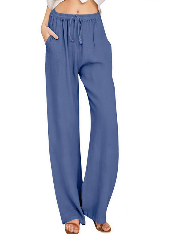 Women's Linen Palazzo Pants with Pockets