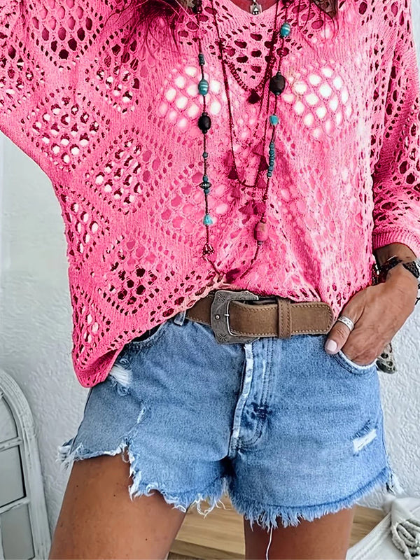 Women's Crochet Top with V-Neck