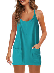 Womens Workout Romper Dress With Pocket