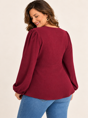 Elegant Twist Front V-Neck Long Sleeve Blouse