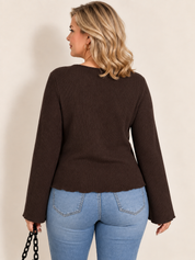 Elegant Front Tie Ribbed Knit Top