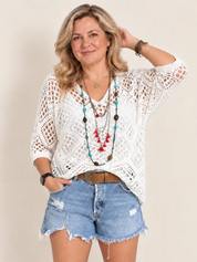 Women's Crochet Top with V-Neck